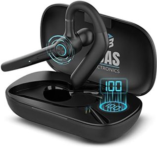 LDAS Bluetooth Headset G3 V5.1 Single Ear, 24 Hrs Talk time earpiece CVC 8.0 Dual Mic and Handsfree Noise Cancelling Wireless 400 MAH charging case for iPhone/Android/Trucker/Business/Office