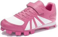 CAMVAVSR Baseball Cleats for Kids - Lightweight Boys Girls Rubber Molded Softball Shoes - Easy to Wear Children Youth Outdoor Sneakers Rose