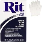 All Purpose Concentrated Rit Dye Powder Single Pack with Plastic Gloves for Clothing, Decor, and Crafts Navy Blue