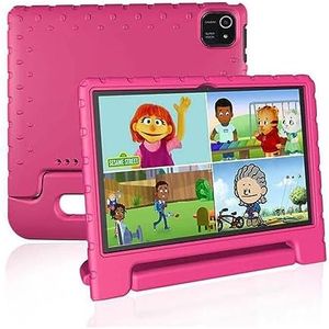 JREN Newest Kids Tablet 2024,10 inch Tablet for Kids with wifi,10.1 IPS HD Screen,CPU Speed up to 1.8GHz,RAM 4GB and 64GB Storage,Toddler Tablet with Protective case,Color Pink