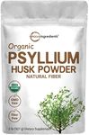 Organic Psyllium Husk Powder, 2 Pounds (32Oz) - Unflavored - Soluble Fiber Supplement for Baking, Smoothie and Beverage, India Origin, Keto Diet, Gluten Free, No GMOs, and Vegan Friendly