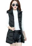 FLITAY Women's Long Packable Down Vest Coat Packable Outdoor Puffer Vest Black S