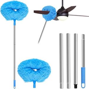 Ceiling Fan Cleaner Duster with 57 Inch Telescopic Handle Reusable Fibre Ceiling Fan Blade Cleaner with Removable Cleaning Head Hanging Ceiling Fan Cleaner for Cleaning Walls Furniture Door Win