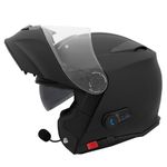 Zorax Matt Black L (59-60cm) ZOR-727 BL-A4 Anti-fog Visor Flip up Motorbike fitted with Blinc Bluetooth System Motorcycle Dual-Speaker Headset,Noise-Free,Automatic Answering,Double Visor,ECE2206