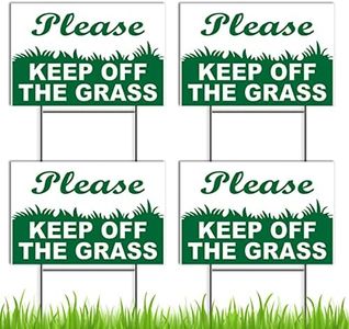 4 PC Keep Off the Grass Signs with Stake - 6x9 Coroplast Double Sided No Parking on Grass Sign - Stay Off Grass Signs for Yard - Do Not Walk on Grass 1