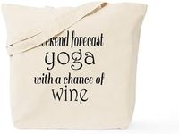 CafePress Yoga and Wine Tote Bag Natural Canvas Tote Bag, Reusable Shopping Bag