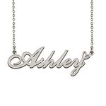 Dainty Friendship Name Necklace Silver for Girls with Heart Pendant Ashley