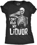 Womens I Cant Hold My Liquor Tshirt Funny Halloween Skeleton Drinking Tee for Ladies Funny Womens T Shirts Halloween T Shirt for Women Funny Drinking T Black - 3XL