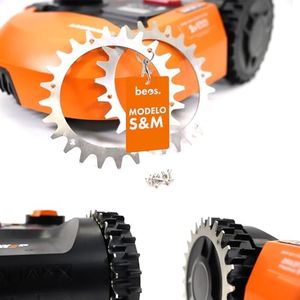BEOS® 2 x clavos de acero inoxidable premium para Worx Landroid S/M + 12 x tornillos de acero inoxidable - Mejora de tracción para robot cortacésped – Cortacésped robots tamaño de rueda 205 mm