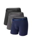 DAVID ARCHY Men's Soft Combed Cotton Underwear Moisture-Wicking Boxer Briefs Breathable Underpants 3/6 Pack with Fly