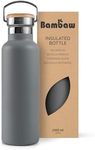 Bambaw 32 oz Water Bottle, Gray Double Wall Insulated Water Bottle, Stainless Steel Water Bottle, Thermo Water Bottle, Women and Mens Water Bottle, 1 Liter Water Bottle – Stormy Gray