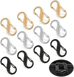 Ouligay 12 Piece Zipper Lock Clips, Backpack Locks Zipper, Replacement Zipper Pulls, Small Dual Opening Spring Clips, Anti-Theft S Small Carabiner Clips for Camping Fishing Traveling Outdoor Sports