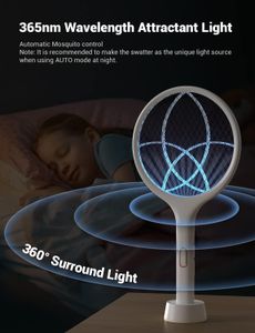 YISSVIC Electric Fly Swatter 4000V – USB Rechargeable Mosquito Zapper Racket with Stand, Indoor/Outdoor