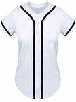 SPTEHW Womens Baseball Jersey Blank Button Down Softball Jersey Hip Hop Hipster Plain Jersey Shirt Sports Uniform, White, L