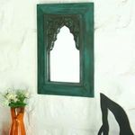 THE SARA ENTERPRISES Wooden Mirror Frame Traditional Double Window Wooden Jharokha Rajasthani Style Hand-Carved Wooden Jharokha Wall Decor Wall Mounted | Couple photo frames Size 25x35 cm