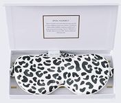 ZIMASILK Adjustable 100% 22 Momme Mulberry Silk Sleep Mask for Sleeping, Filled with Premium Mulberry Silk, Softest & Breathable Silk Eye Sleeping Mask (Leopard - Black White)