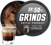 Grinds Coffee Pouches | Tobacco Free, Nicotine Free Healthy Alternative | 3 Cans of Double Shot Espresso | 18 Pouches Per Can | 2x Caffeine 1 Pouch eq. 1/2 Cup of Coffee