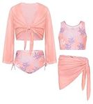 GRACE KARIN Pink Bathing Suit for Girls Coconut Tankini Bikini Suit Swimsuit 10-12 Years Swimwear