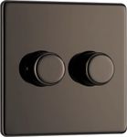 BG Electrical Screwless Flat Plate Double Dimmer Light Switch