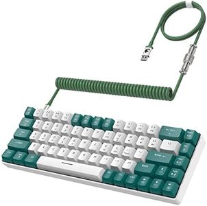 ZIYOU LANG RK-T8 Wired 65% Mechanical Gaming Keyboard with RGB LED Backlit Anti-ghosting TKL Mini 68 Key Custom Coiled C to A Cable Tactile Blue Switch for PS4 PS5 Xbox PC Mac Gamer(Green/White)