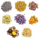 Dreamtop Dried Flowers, 8 Types Natural Flowers Dried Flower Kit - Lemon Slice, Strawflower, Osmanthus, Jasmine, Rose, Forget-me-not, Marigold, Lavender for Soap Candle Making DIY Supplies