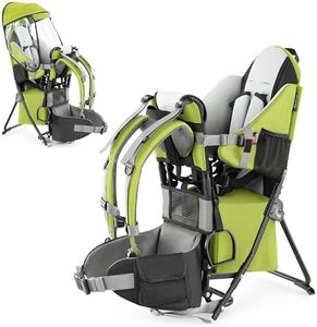 besrey Baby Backpack Carrier, Toddler Hiking Backpack with Safety 3-Height Seat, Adjustable Straps&Waist Belt, Foldable Frame Lightweight Large Capacity Child Carrier for Hiking Green