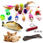 Cat Toys,Cat Toys for Indoor Cats Kitten,23Pcs,Cat Toys set,Kitten Toys,Interactive Cat Toys ,Cat Toys Feather,Catnip Fish,Matatabi Chew Sticks,Cat Wand,Mice,Crinkle Balls,Bells,Scratching Toys