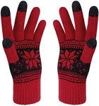 HÖTER Winter Touch Screen Gloves Snow Flower Printing Keep Warm for Women and Men