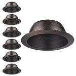 TORCHSTAR 6 Inch Recessed Can Light Trim with Iron Ring, Oil Rubbed Bronze Metal Step Baffle, Fit Halo and Juno Remodel Recessed Housing, for PAR30, PAR38, BR30, BR40 Light Bulb, Pack of 6