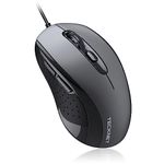 TECKNET Wired Mouse for Laptop, 3600DPI USB Mouse with 6-Button, Optical Computer Mouse Wired, Home and Office 5FT Corded Ergonomic Mouse for PC Desktop, USB Plug & Play, NO Battery Required-Grey