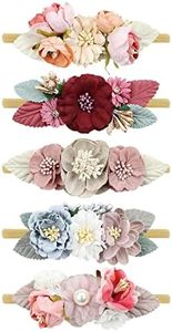 Cinaci 5 Pack Delicate Floral Flower Nylon Headbands Hair Bands Accessories for Baby Girls Newborns Infants Toddlers Kids (5 Pack S1)