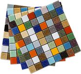 DICOFUN 40-Sheet Colorful Glass Peel and Stick Backsplash, 6.6" x 6.6" Mixed Color Stained Quartz Mosaic Tiles