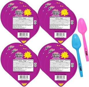 Kellogg's Raisin Bran Cereal, 1.25 oz Cup (Pack of 12) with 2 By The Cup Mood Spoons