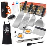 MUJUZE Blackstone Griddle Accessories Kit,Griddle Grill Tools Set, Complete Stainless Steel Griddle Spatulas Accessories Kit with Griddle Cleaning Kit & Carry Bag for Outdoor,Teppanyaki,Camping