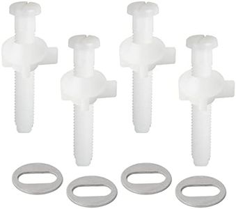 iFealClear 4 Pack Universal Toilet Seat Screws Replacement, Plastic Toilet Seat Hinge Bolt Screws with Plastic Nuts and Stainless Steel Washers Parts, White