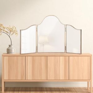 Hamilton Hills Trifold Vanity Mirror - Gold - 39"x24" - 3 sided Mirror for Tabletop - Cute Desk Makeup Mirror for Girls - Trifold MDF Folding Mirror - 3-Way HD Glass for Wide-Angle Viewing