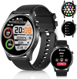 Tulbeys 1,43" AMOLED Display Smartwatch für Männer Frauen mit Bluetooth-Anruf, DIY-Zifferblatt, Herzfrequenz-/Schlafmonitor, 107+ Sportmodi, IP67 wasserdicht, Android/iOS kompatibel (Schwarz)