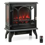 GOFLAME 23” Electric Fireplace Stove, Freestanding Fireplace Heater with 3-Level Dimmable Flame Effect and 6H Timer, Remote Control, Compact Stove Heater with Overheat Protection, 1400W