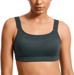 SYROKAN Women's Bounce Control Wirefree High Impact Maximum Support Sports Bra Melanite 34D