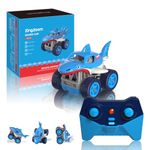 Mini Shark Remote Control Car, Rechargeable Fast Direct Charging RC Cars 360° Flip Toddler Shark Stunt RC Toys Truck 2.4Ghz 4WD All Terrain RC Race Car Toy Xmas Gift for Boys and Girls Aged 3-12