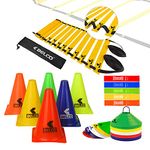 BELCO SPORTS 9 Inch Cones Pack 6,10 Space Markers and 4 Meter Ladder Agility Combos (Set-2)