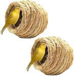 Hamiledyi Bird Nest Grass Bird Hut Outdoor Hanging Birdhouse Canary Nest Chickadee House Wren Nest Fiber Roosting Pocket for Parakeet Parrot Cockatiel Finch