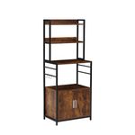 Panana Baker’s Rack with Storage Cabinet, Industrial Microwave Oven Stand Cabinet, Kitchen Shelf, Multifunctional Storage for Microwave Oven Spices, White and Gold