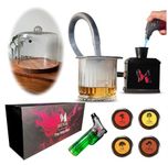 Mistical Portable Smoke Infusion Gun -MistBox | Tool for Food & Drinks | With Oak, Hickory, Cherry & Maple Wood Chips, Blowtorch, Tumbler Top Cover and 10” Glass Cloche with Acacia wooden base