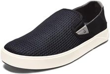 OLUKAI Lae'ahi Men's Slip On Sneakers, Lightweight Barefoot Feel & Breathable Mesh, Water Resistant Heel & Wet Grip Rubber Soles, Removable Gel Insert, Black/Black, 10.5