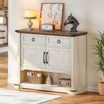 YITAHOME Farmhouse Console Table with 2-Door & 2 Drawers Cabinet, Coffee Bar, Table with Storage Shelf, Sofa Tables Buffet Sideboard for Kitchen, Entryway, Hallway, Dining, Living Room