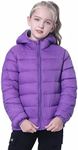 CECORC Hooded Puffer Coats for Boys and Girls – Kids Outwear Insulated Winter Jackets, Warm and Comfy,Travel, Snow Play,Size 10-12, Purple