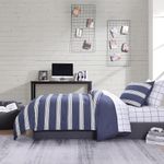 Nautica | Craver Collection | 100% Cotton Cozy & Soft, Durable & Breathable Striped Comforter & Matching Sham(s), Twin/Twin XL, Navy/White