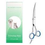 PLAYMONT Dog Grooming Scissors with Safety Round Tip, Pet Dog Cat Scissors for Grooming, Stainless Steel Dog Cat Grooming Shears (Down Curved Scissors)