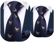 Barry.Wang 2 PACK Ties for Father and Son Fashion Children Tie Men Necktie Jacquard Handkerchief, Blue Dinosaur, One Size
